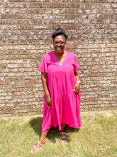 Load image into Gallery viewer, Look On The Pink Side High|Low Midi Dress