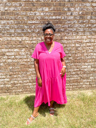 Look On The Pink Side High|Low Midi Dress
