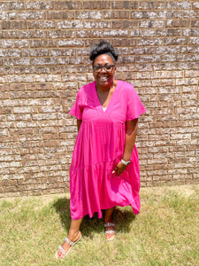 Look On The Pink Side High|Low Midi Dress