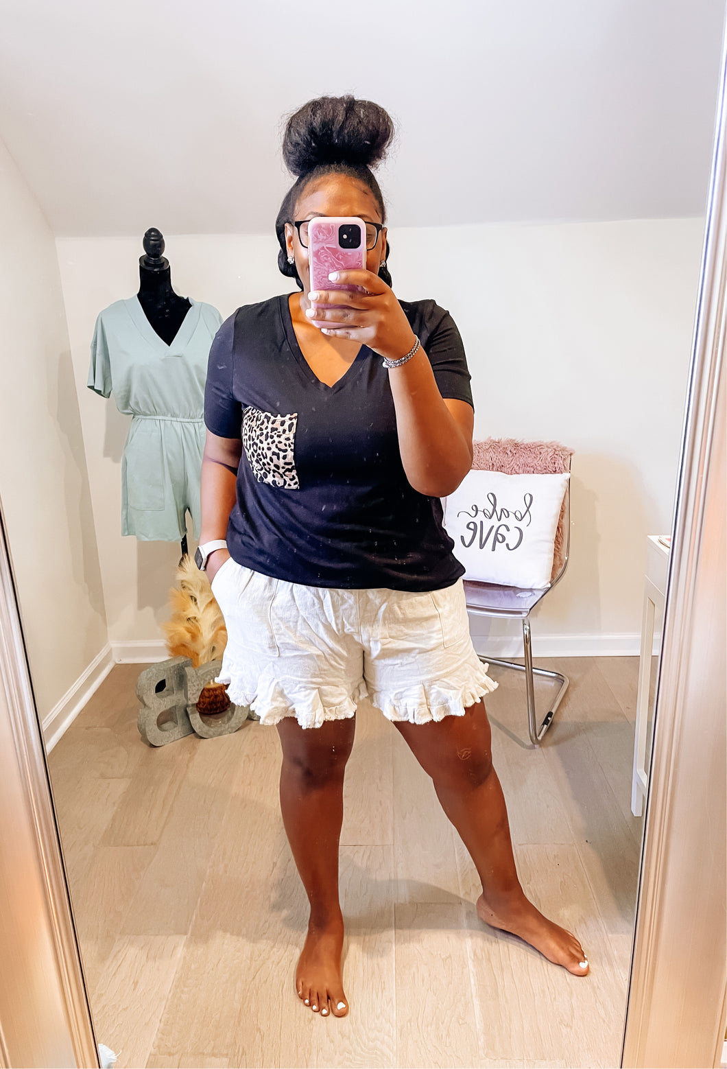 Ruffle Linen Shorte
