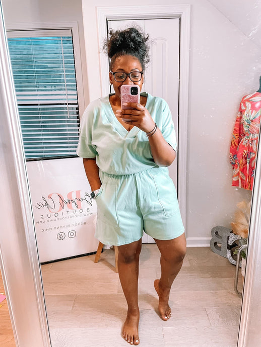 Nala Drop Shoulder Romper with Pockets