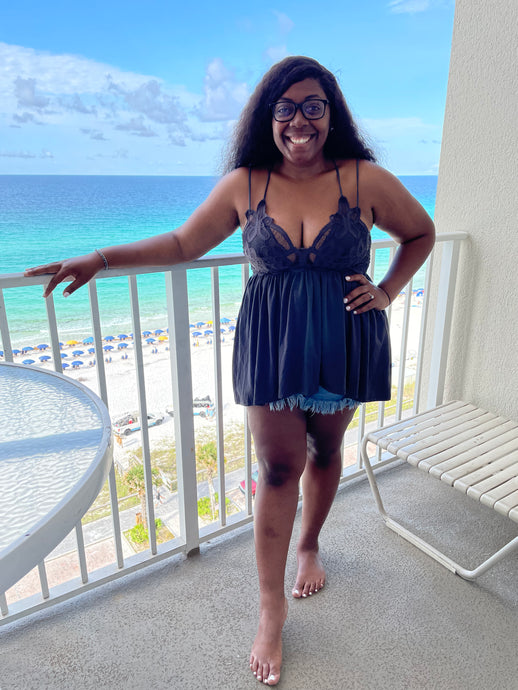 More Freedom Lace Bralette Tunic Tank Charcoal