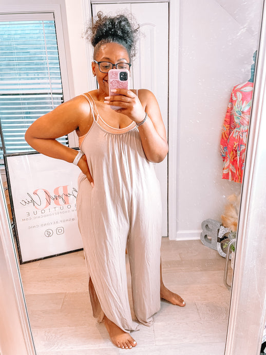 Pleated Tank Jumpsuit with Slit